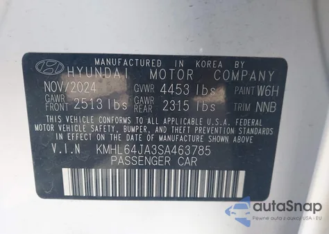2025 Hyundai Sonata Sel из США, поврежденный, VIN KMHL64JA3SA463785
